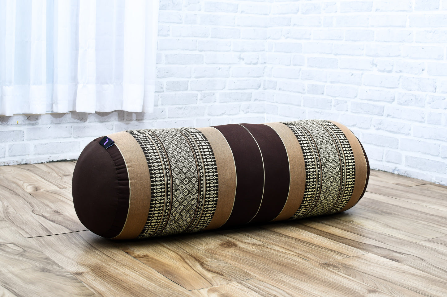 Large Yoga Bolster – Kapok-Filled Meditation Cushion with Cotton Cover, Sf10 - Brown
