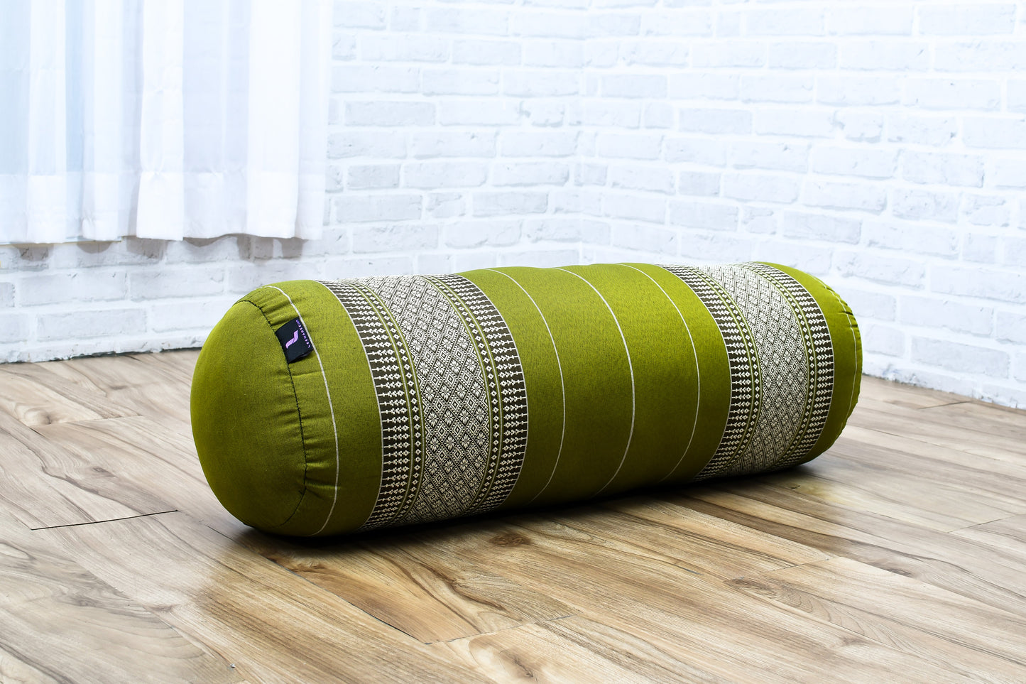 Large Yoga Bolster – Kapok-Filled Meditation Cushion with Cotton Cover, Sf17 - Green
