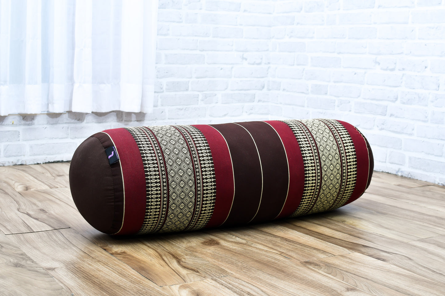 Large Yoga Bolster – Kapok-Filled Meditation Cushion with Cotton Cover, Sf19 - Red, Brown