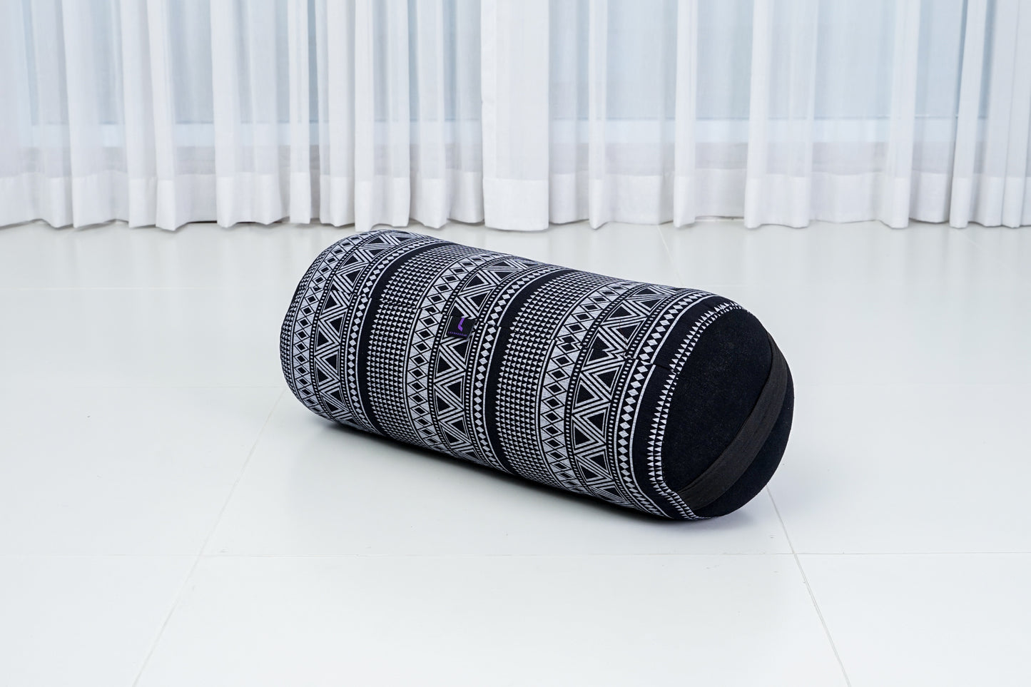 Large Yoga Bolster – Kapok-Filled Meditation Cushion with Cotton Cover, Cbt3 - Black