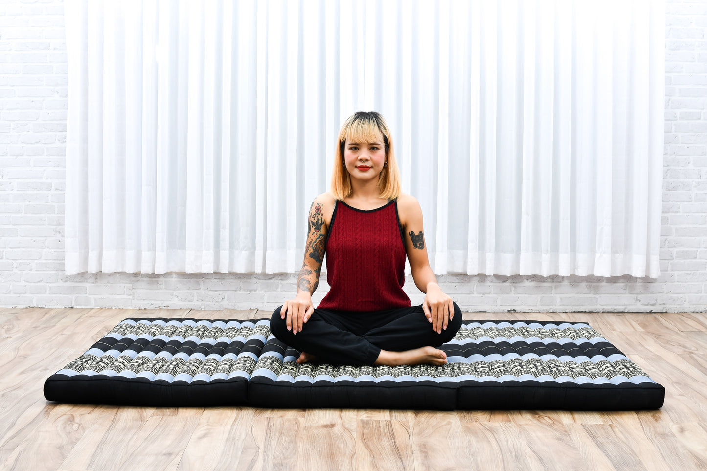 Kapok Folding Mattress – Thick Cotton Padded Guest Bed for Home, Sleeping & Mindfulness Corner, Sf15 - Blue, L: 79x39