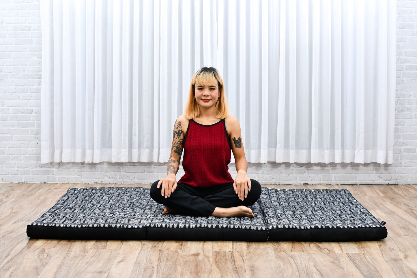 Kapok Folding Mattress – Thick Cotton Padded Guest Bed for Home, Sleeping & Mindfulness Corner, Cbt4 - Black, L: 79x39