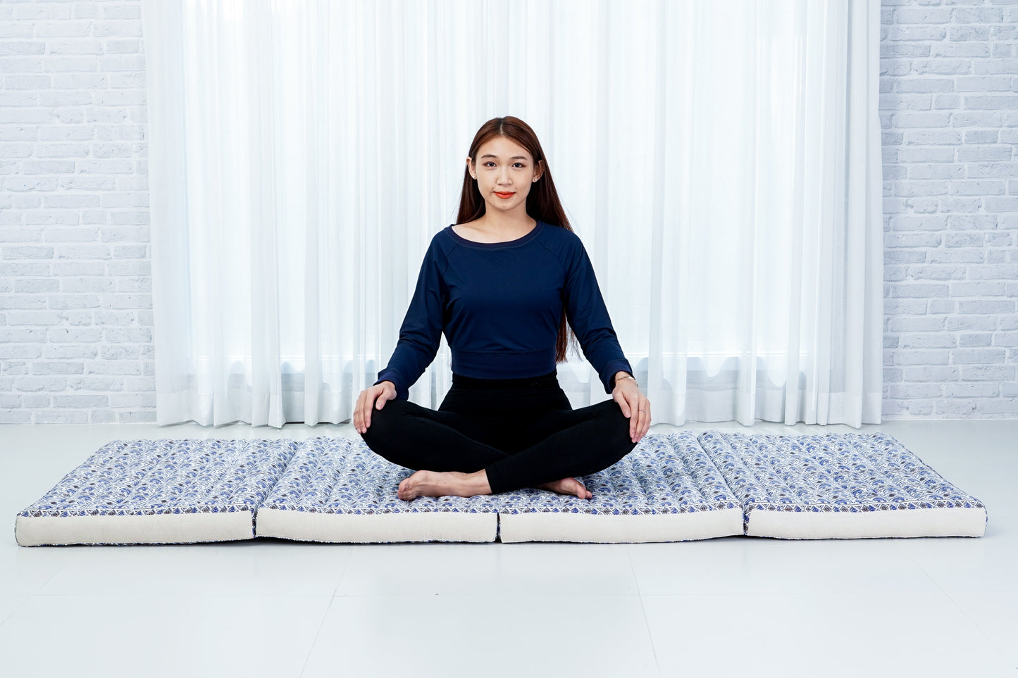 Kapok Folding Mattress – Thick Cotton Padded Guest Bed for Home, Sleeping & Mindfulness Corner, El1 - Blue, M: 79x28