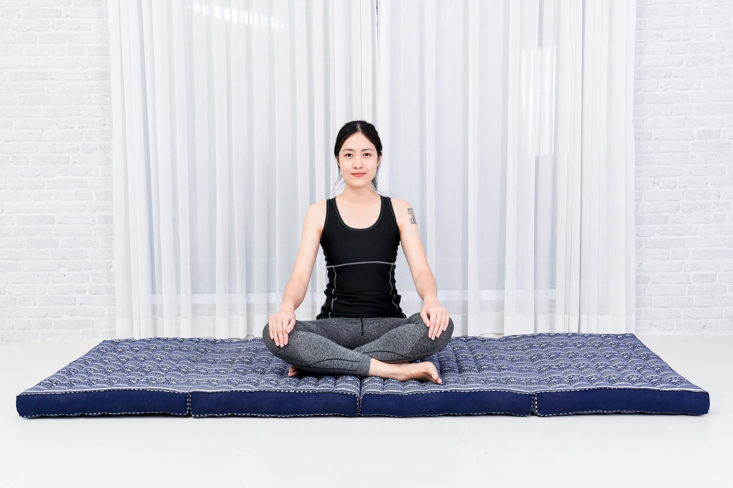 Kapok Folding Mattress – Thick Cotton Padded Guest Bed for Home, Sleeping & Mindfulness Corner, Cbt2 - Dark Blue, M: 79x28