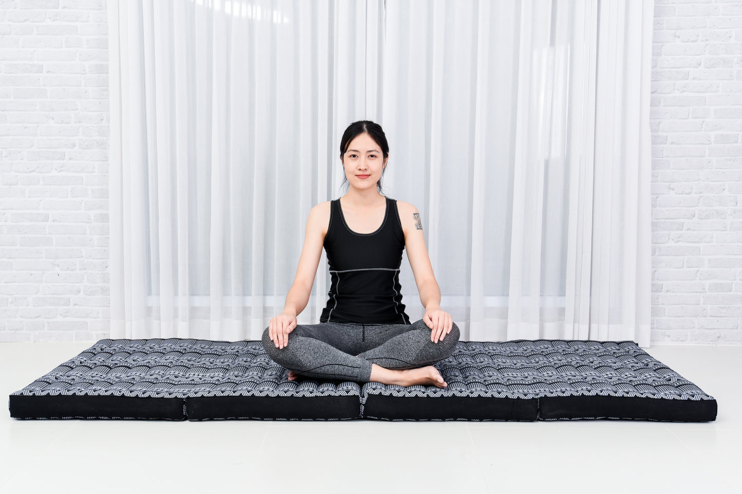 Kapok Folding Mattress – Thick Cotton Padded Guest Bed for Home, Sleeping & Mindfulness Corner, Cbt3 - Black, M: 79x28