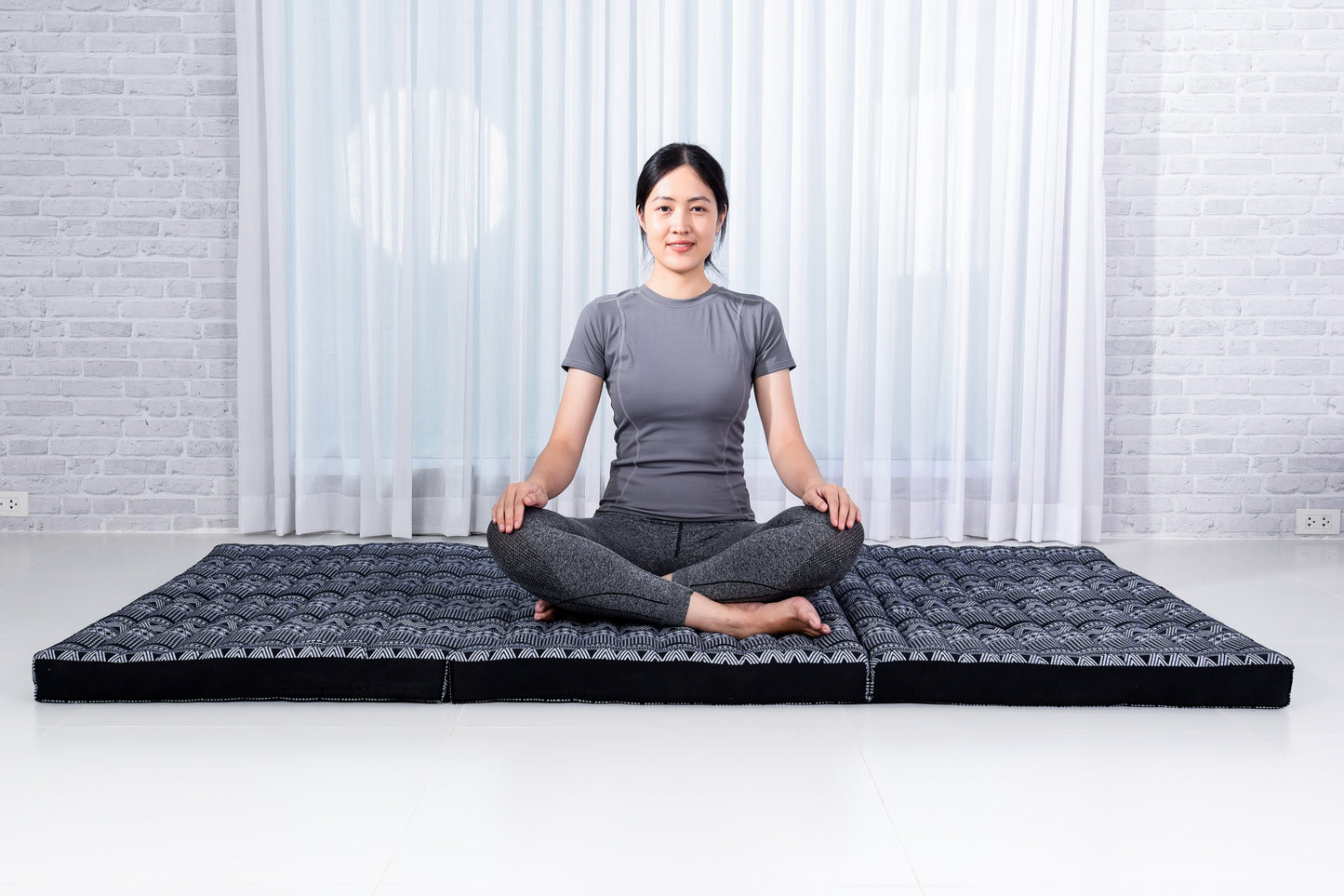 Kapok Folding Mattress – Thick Cotton Padded Guest Bed for Home, Sleeping & Mindfulness Corner, Cbt3 - Black, L: 79x39