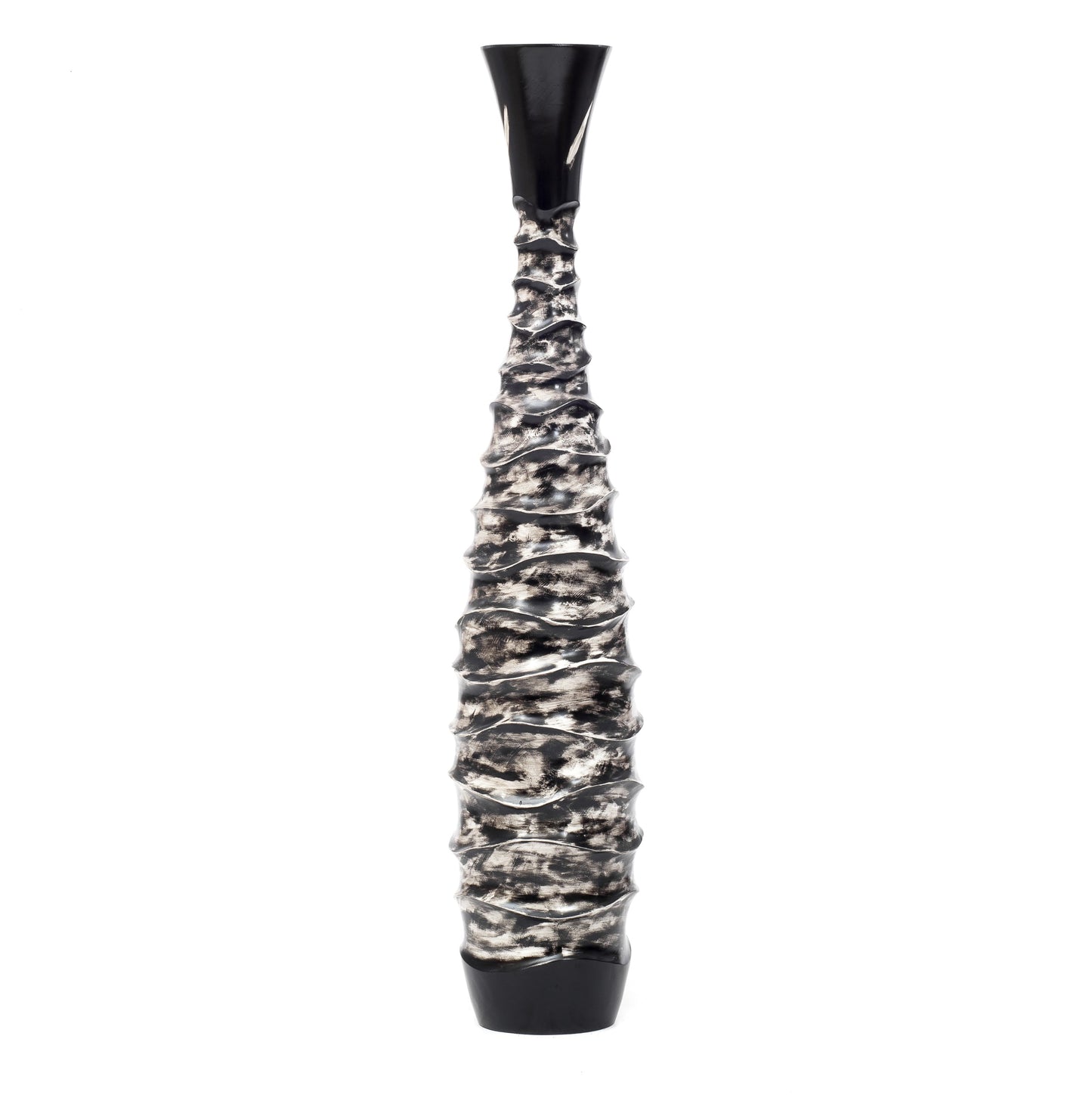 Large Mango Wood Floor Vase – Handcrafted Decorative Highlight from Thailand, black, white, 41 inches
