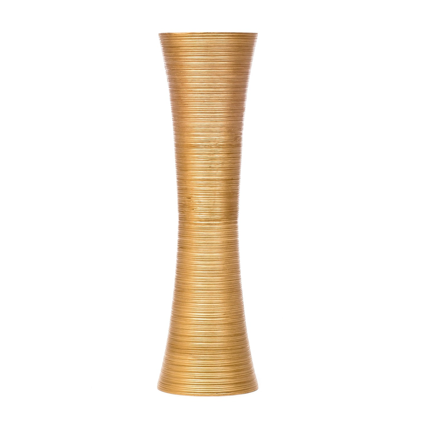 Large Mango Wood Floor Vase – Handcrafted Decorative Highlight from Thailand, gold, 34 inches