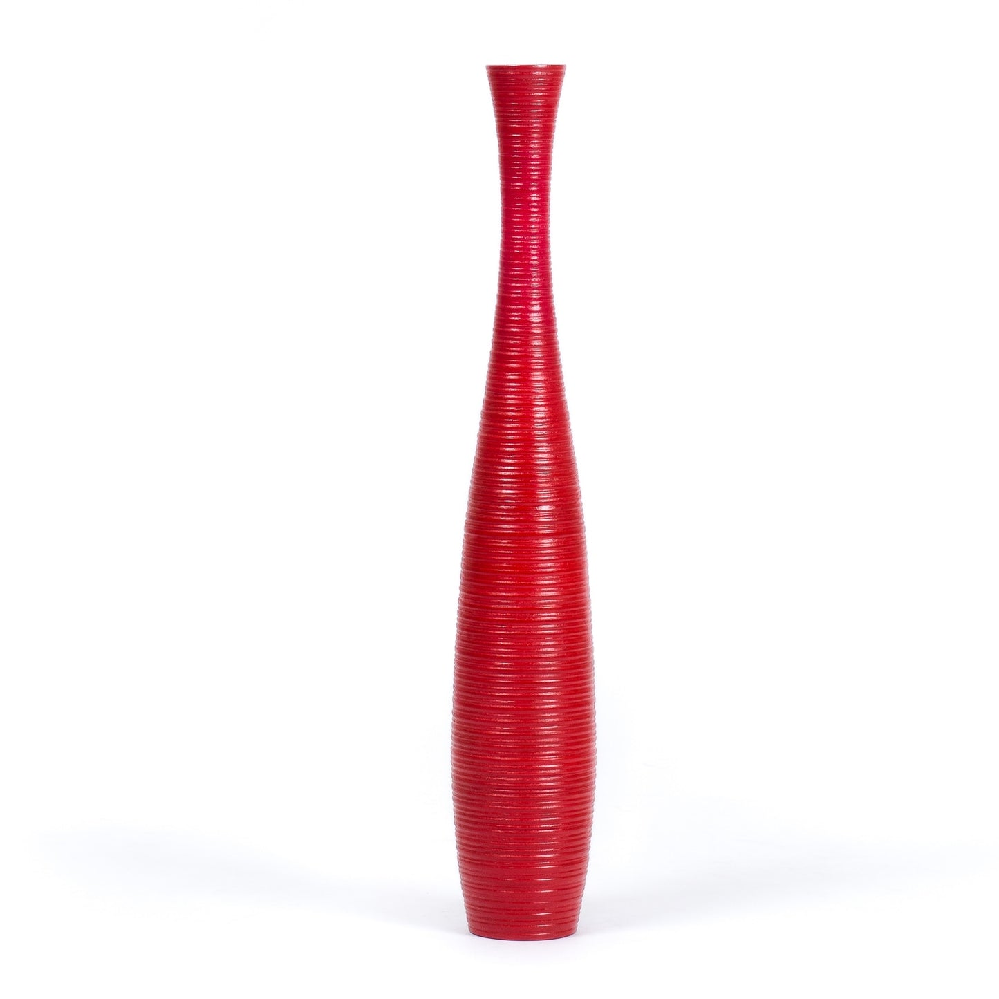 Large Mango Wood Floor Vase – Handcrafted Decorative Highlight from Thailand, red, 26 inches