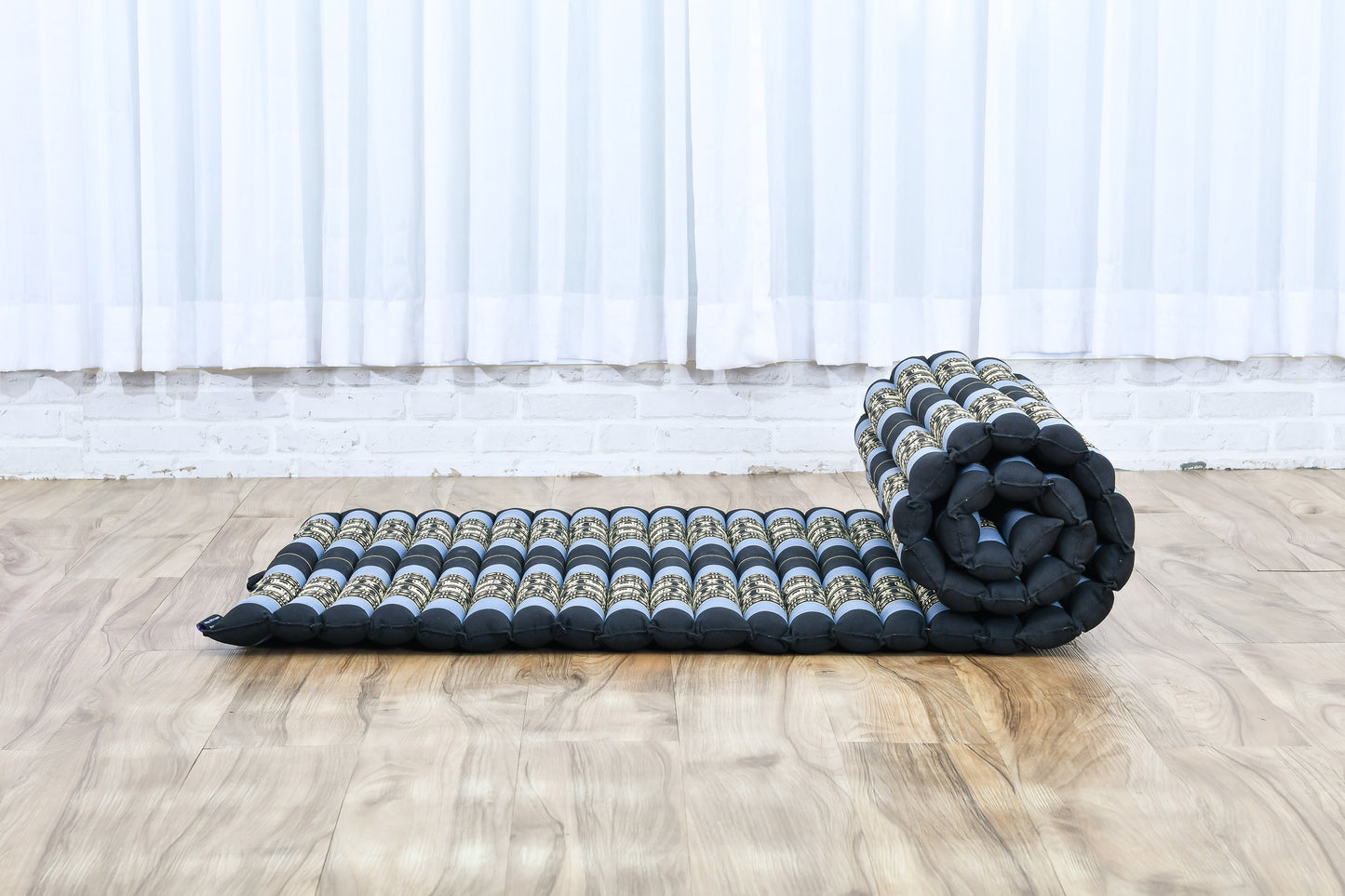 Kapok Roll-Up Mattress – Foldable Sleeping & Relax Mat with Cotton Cover for Home & Outdoor Use, Sf15 - Blue, M: 75x28
