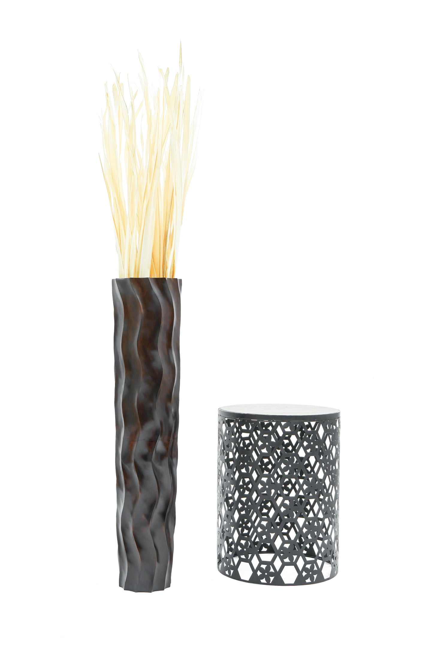 Large Mango Wood Floor Vase – Handcrafted Decorative Highlight from Thailand, brown, 34 inches