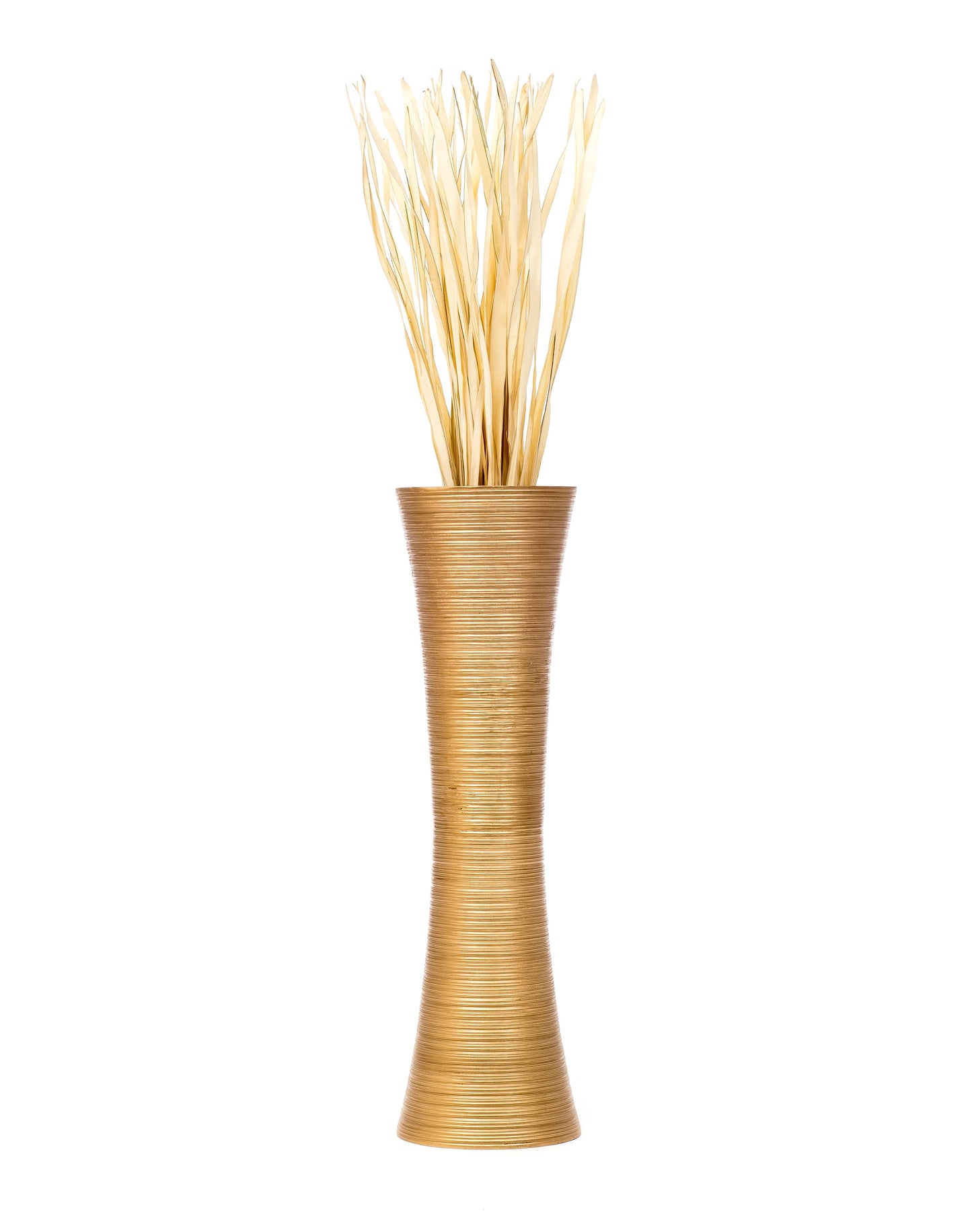 Large Mango Wood Floor Vase – Handcrafted Decorative Highlight from Thailand, gold, 34 inches