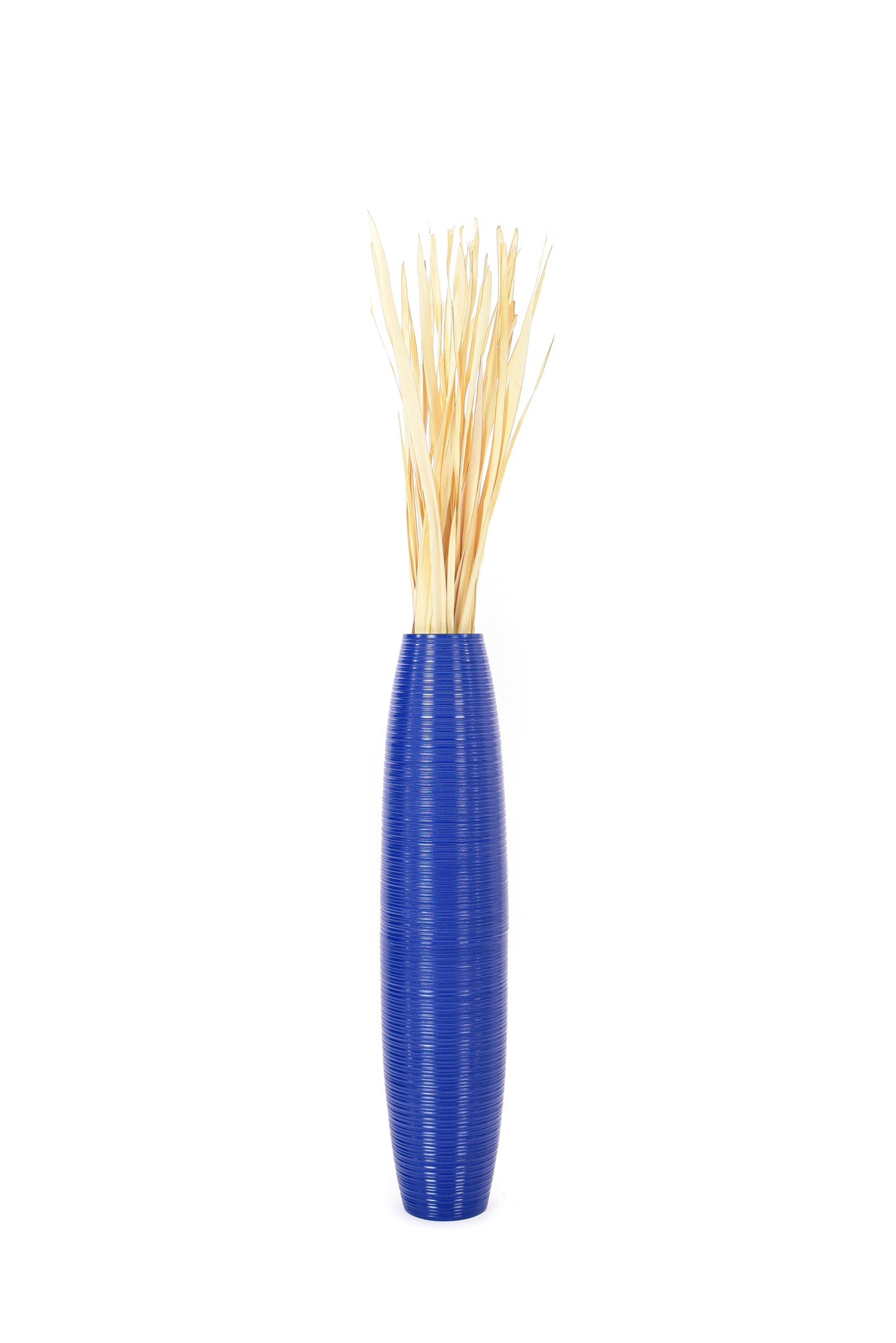 Large Mango Wood Floor Vase – Handcrafted Decorative Highlight from Thailand, blue, 34 inches