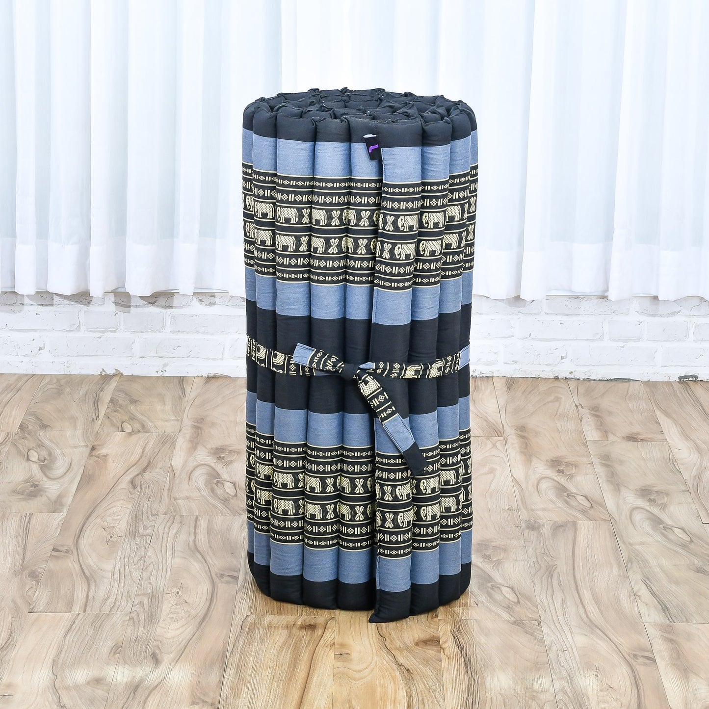 Kapok Roll-Up Mattress – Foldable Sleeping & Relax Mat with Cotton Cover for Home & Outdoor Use, Sf15 - Blue, M: 75x28