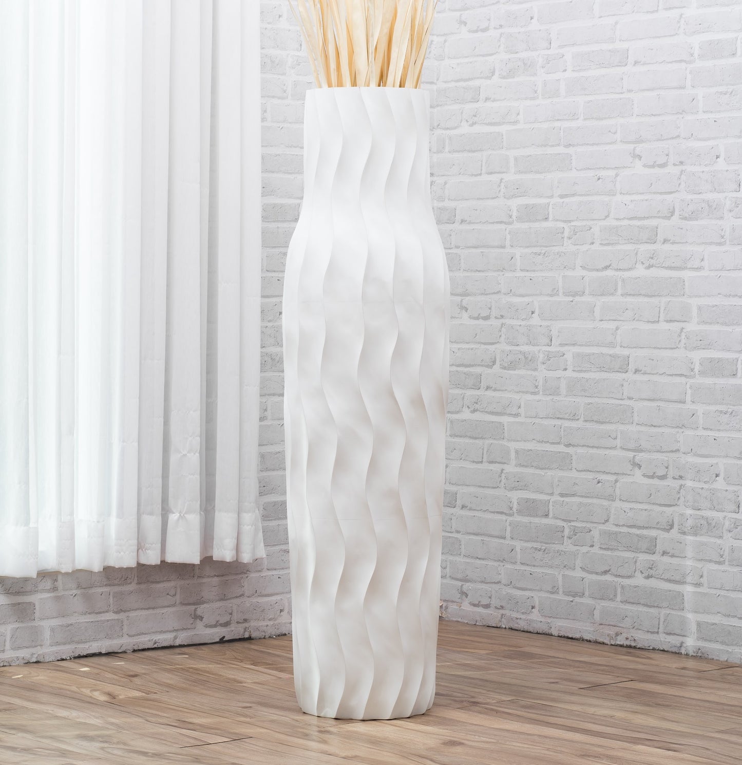 Compact Resin Vase – Stylish Waterproof Decorative Vase for Floor, Table or Shelf, white, 41 inches