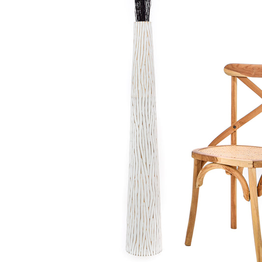 Large Mango Wood Floor Vase – Handcrafted Decorative Highlight from Thailand, white, 41 inches