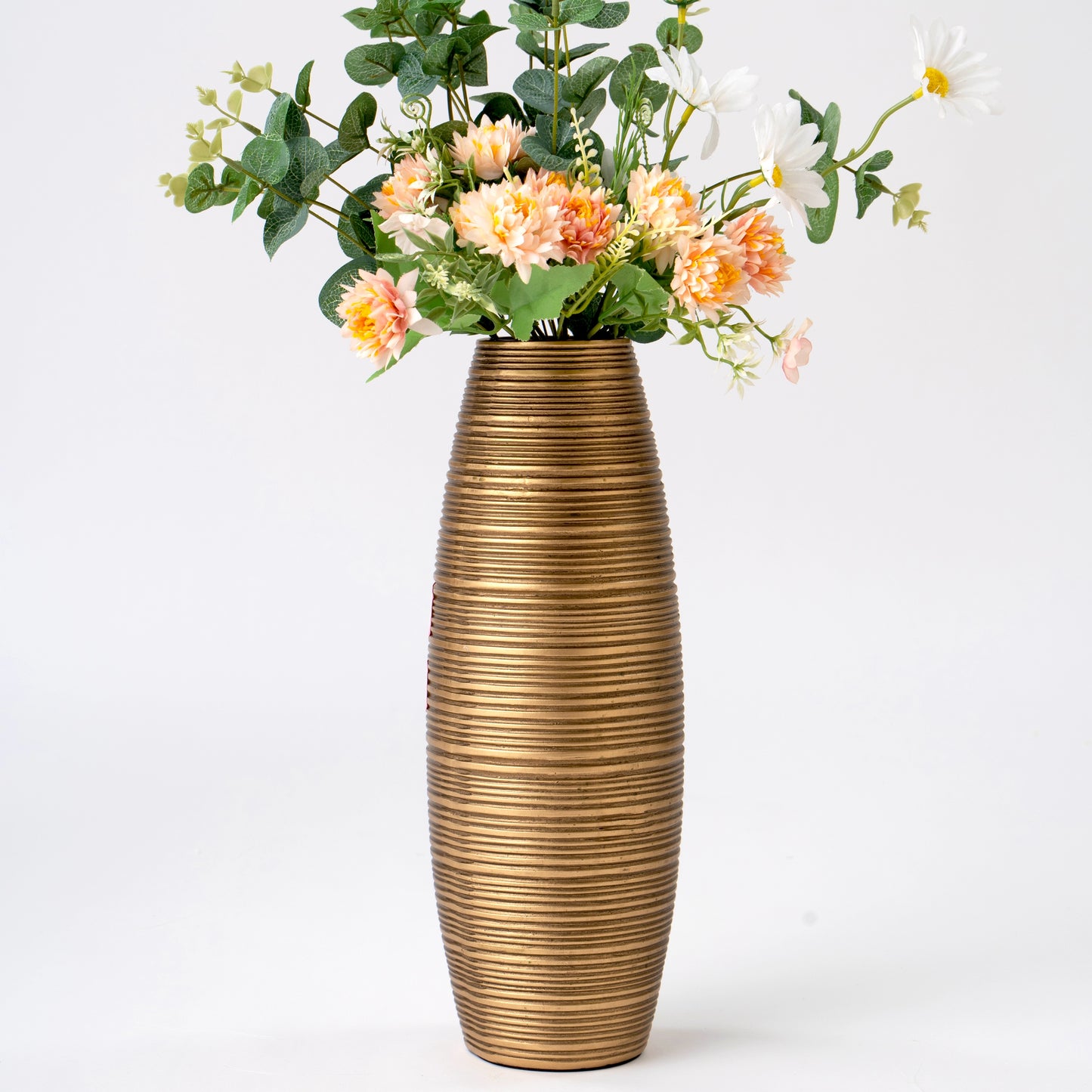 Compact Resin Vase – Stylish Waterproof Decorative Vase for Floor, Table or Shelf, gold, 13 inches