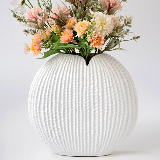 Compact Resin Vase – Stylish Waterproof Decorative Vase for Floor, Table or Shelf, white, 10 inches