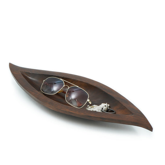 Mango Wood Decorative Bowl – Handmade in Thailand, Lacquered Finish, brown, 24 inches