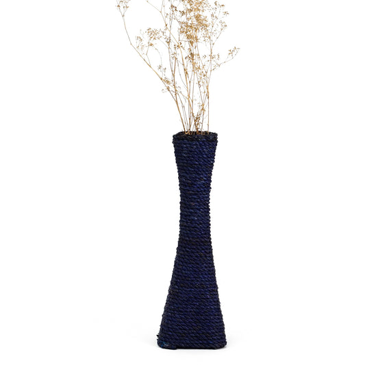 Large & Tall Floor Vase Made of Water Hyacinth and Bamboo – Handwoven Decorative Stand Vase for Dried Flowers & Branches, blue, 16 inches - Model 1