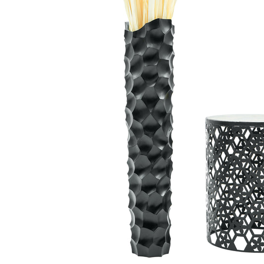 Large Mango Wood Floor Vase – Handcrafted Decorative Highlight from Thailand, black, 34 inches