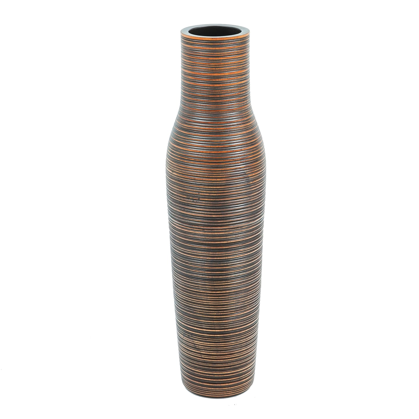 Large Mango Wood Floor Vase – Handcrafted Decorative Highlight from Thailand, brown, 26 inches