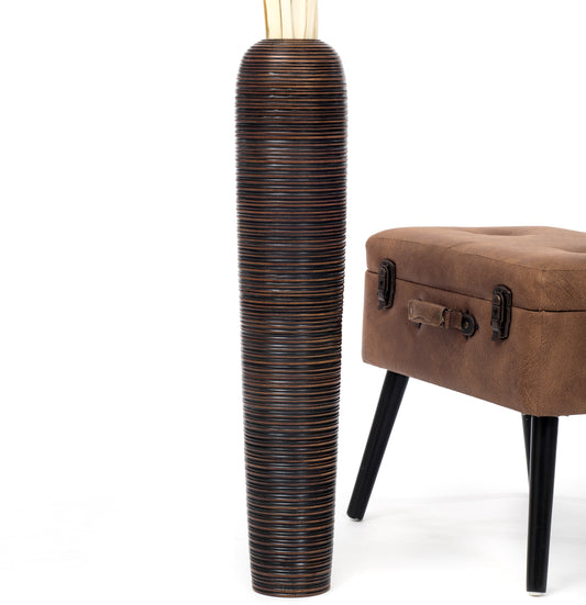 Large Mango Wood Floor Vase – Handcrafted Decorative Highlight from Thailand, brown, 34 inches