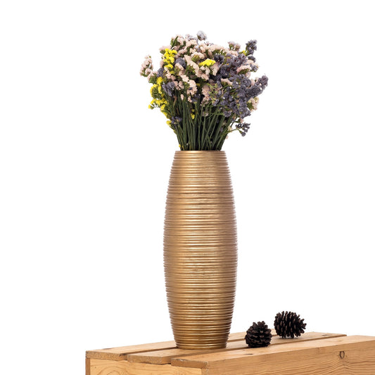 Compact Resin Vase – Stylish Waterproof Decorative Vase for Floor, Table or Shelf, gold, 14 inches