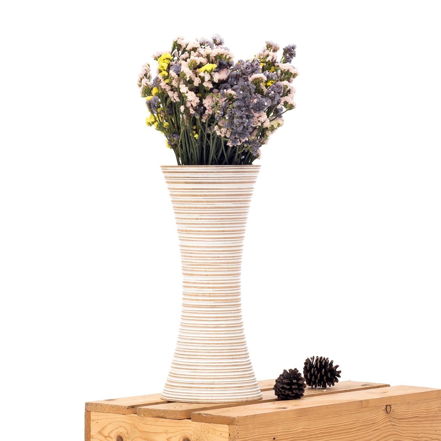 Compact Resin Vase – Stylish Waterproof Decorative Vase for Floor, Table or Shelf, white wash, 14 inches