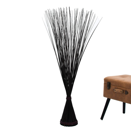 Freestanding Dried Grass Bundle – Natural Floor Decoration with Raffia Band, black brown, 24 inches
