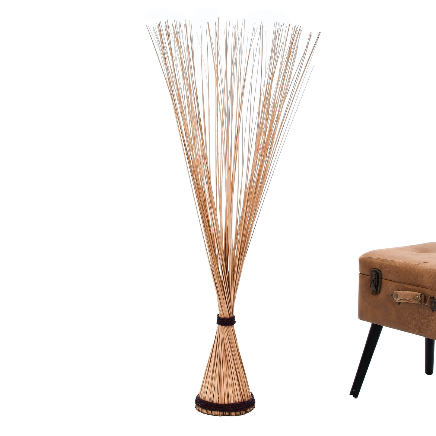 Freestanding Dried Grass Bundle – Natural Floor Decoration with Raffia Band, ecru, Dried Grass - 120 cm