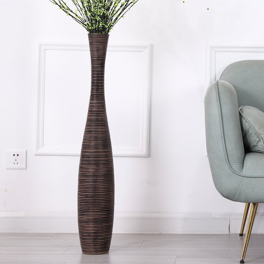 Large Resin Floor Vase – Stylish Waterproof Vase for Fresh & Dried Flowers, brown, 34 inches