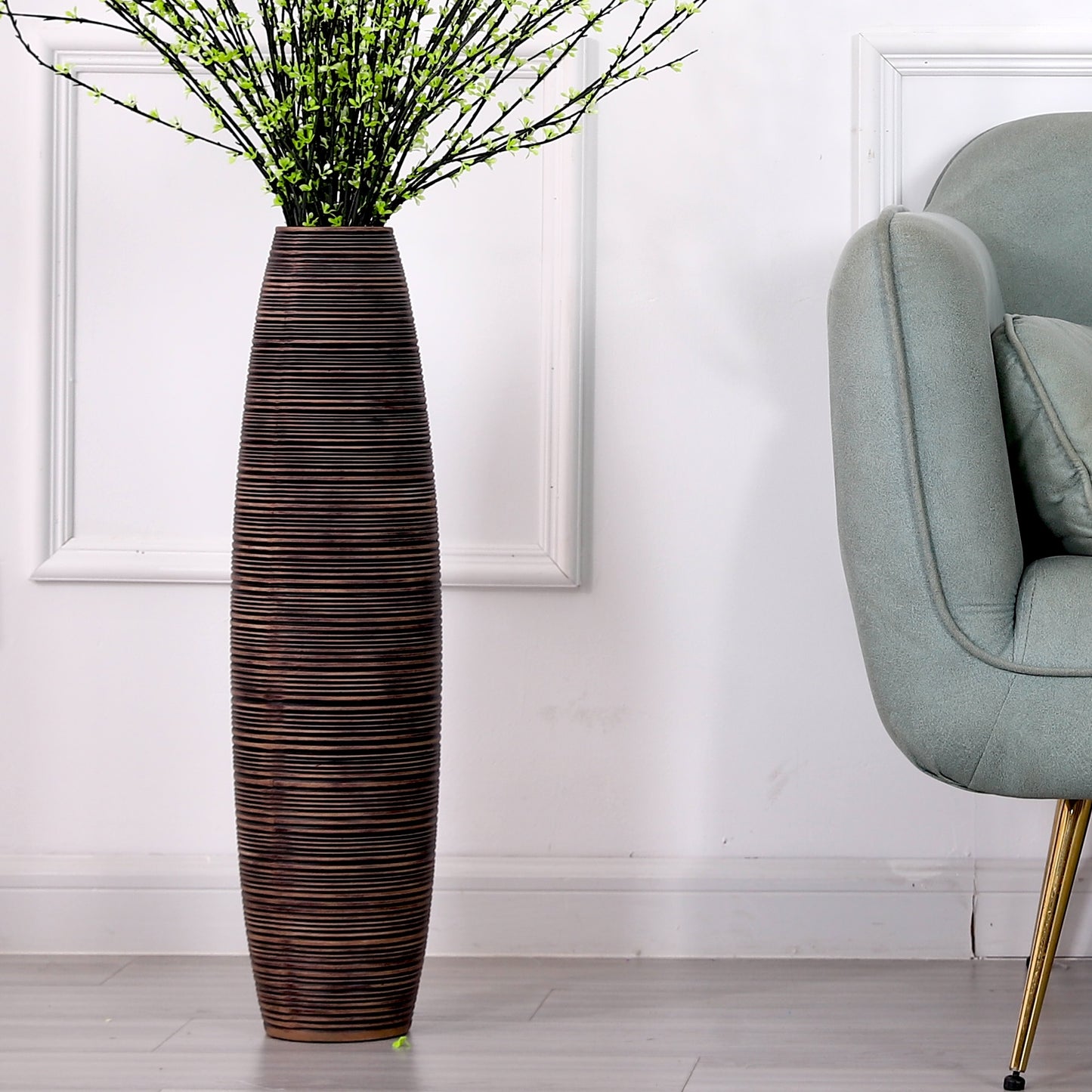 Large Resin Floor Vase – Stylish Waterproof Vase for Fresh & Dried Flowers, brown, 26 inches