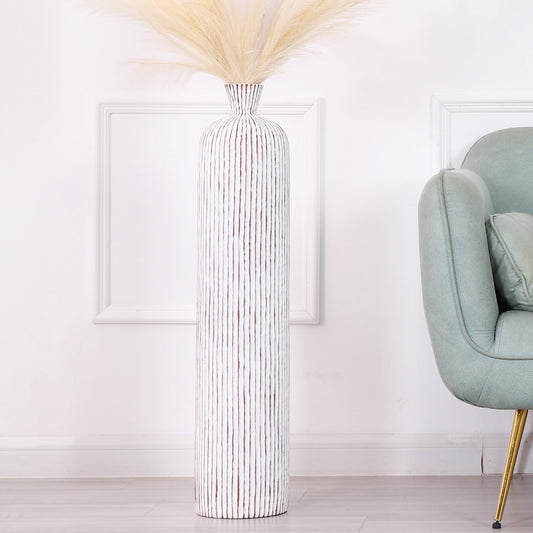 Large Resin Floor Vase – Stylish Waterproof Vase for Fresh & Dried Flowers, white wash, 34 inches