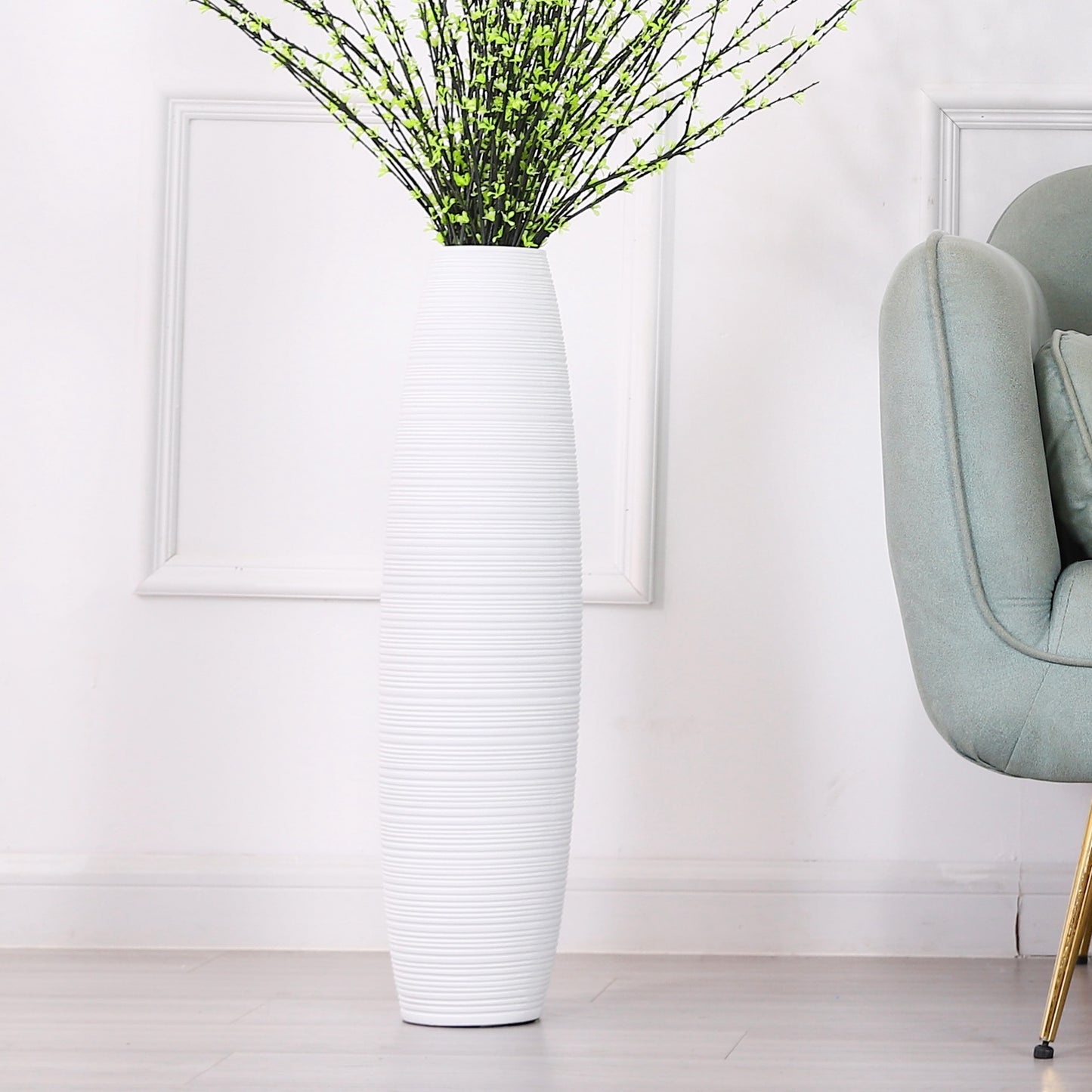 Large Resin Floor Vase – Stylish Waterproof Vase for Fresh & Dried Flowers, white, 26 inches