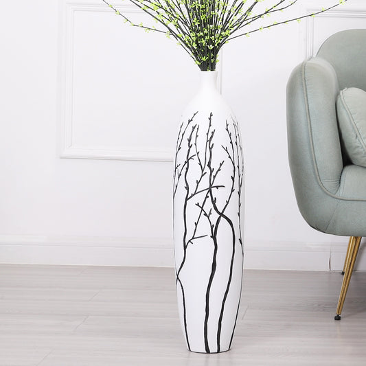 Large Resin Floor Vase – Stylish Waterproof Vase for Fresh & Dried Flowers, white, 26 inches