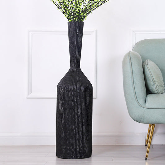 Large Resin Floor Vase – Stylish Waterproof Vase for Fresh & Dried Flowers, black, 34 inches