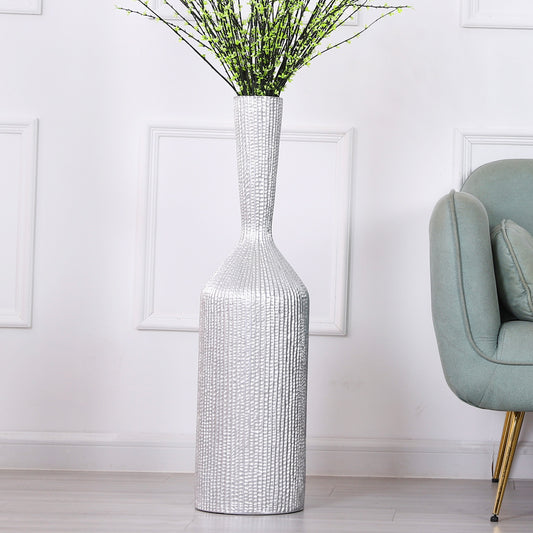 Large Resin Floor Vase – Stylish Waterproof Vase for Fresh & Dried Flowers, silver, 34 inches