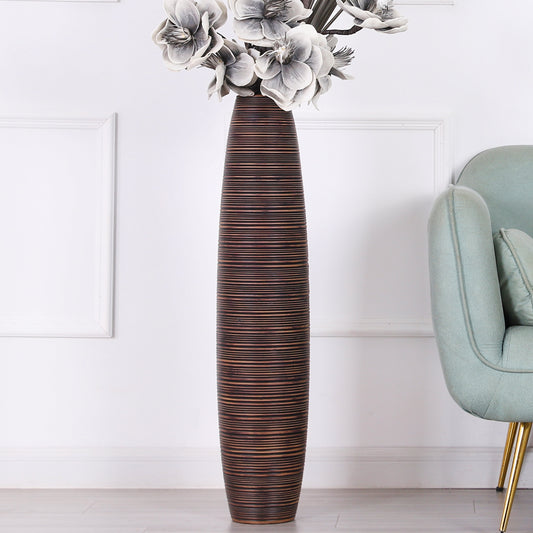 Large Resin Floor Vase – Stylish Waterproof Vase for Fresh & Dried Flowers, brown, 34 inches