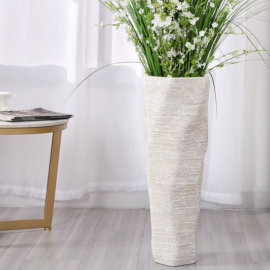 Large Resin Floor Vase – Stylish Waterproof Vase for Fresh & Dried Flowers, white, 23 inches