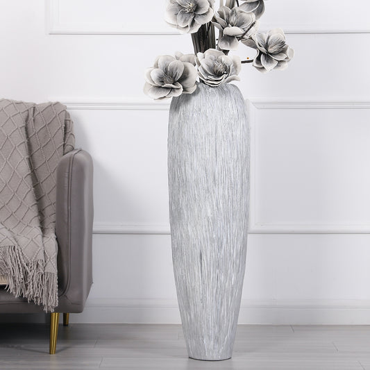 Large Resin Floor Vase – Stylish Waterproof Vase for Fresh & Dried Flowers, silver, 36 inches