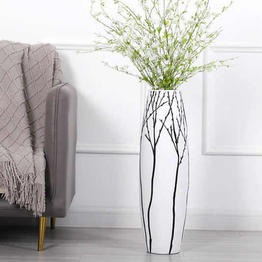 Large Resin Floor Vase – Stylish Waterproof Vase for Fresh & Dried Flowers, white, 26 inches
