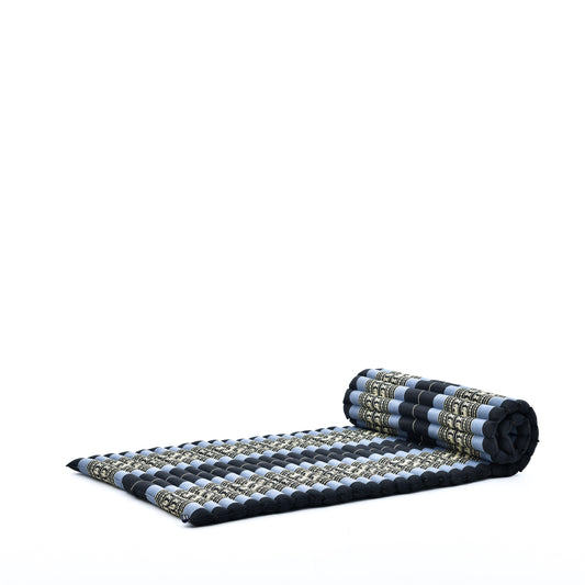 Kapok Roll-Up Mattress – Foldable Sleeping & Relax Mat with Cotton Cover for Home & Outdoor Use, Sf15 - Blue, M: 75x28