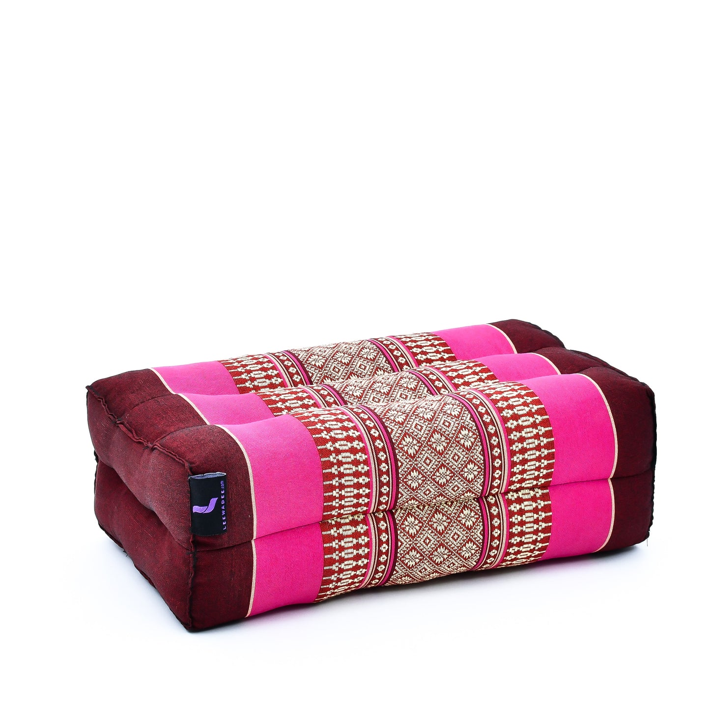 Kapok Yoga Block Cushions – 2-Piece Set of Firm Meditation & Yoga Cushions with Cotton Cover, Sf29 - Auburn, Pink