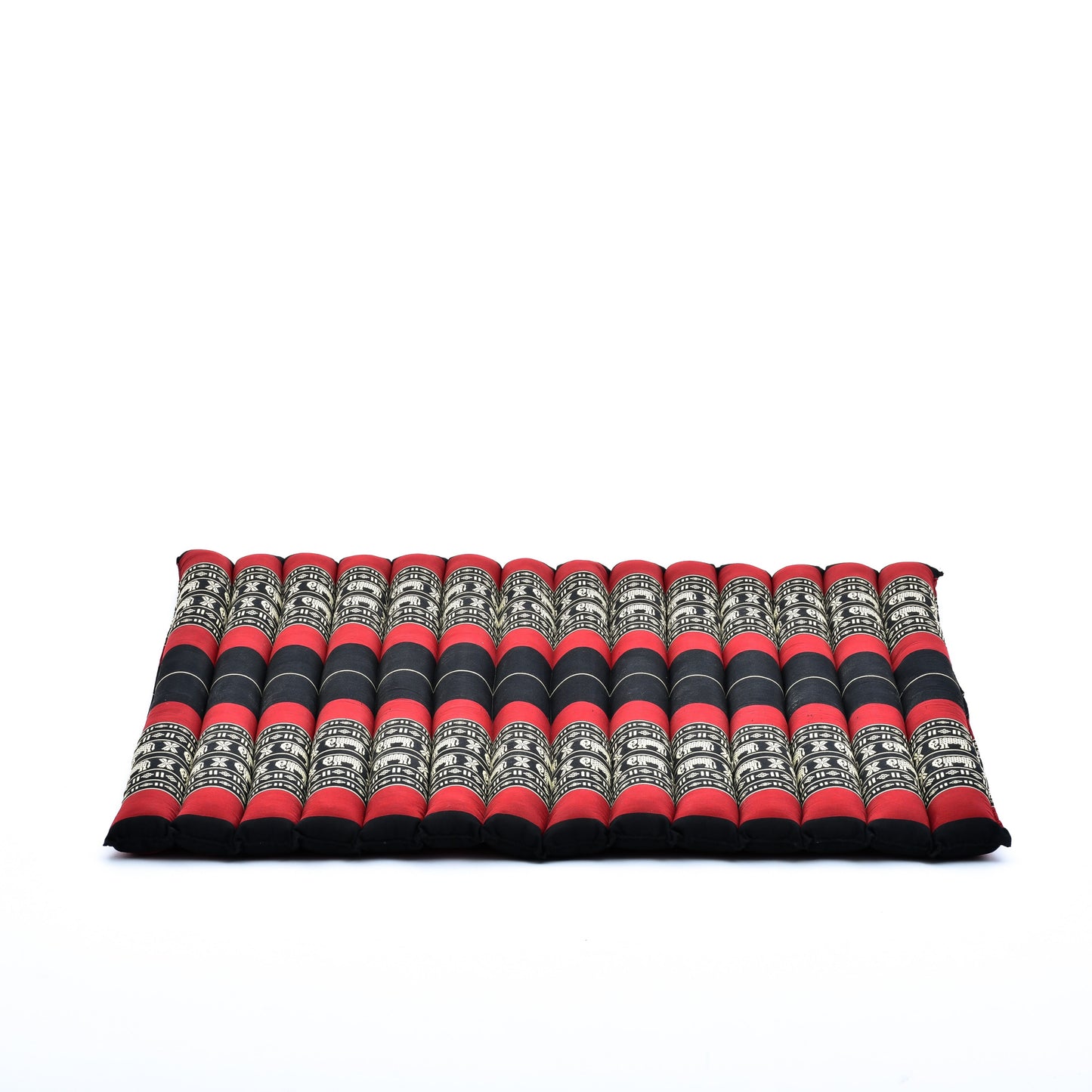 Large Kapok Zabuton Meditation Cushion – Rectangular Floor Mat with Cotton Cover, Sf13 - Red, Black