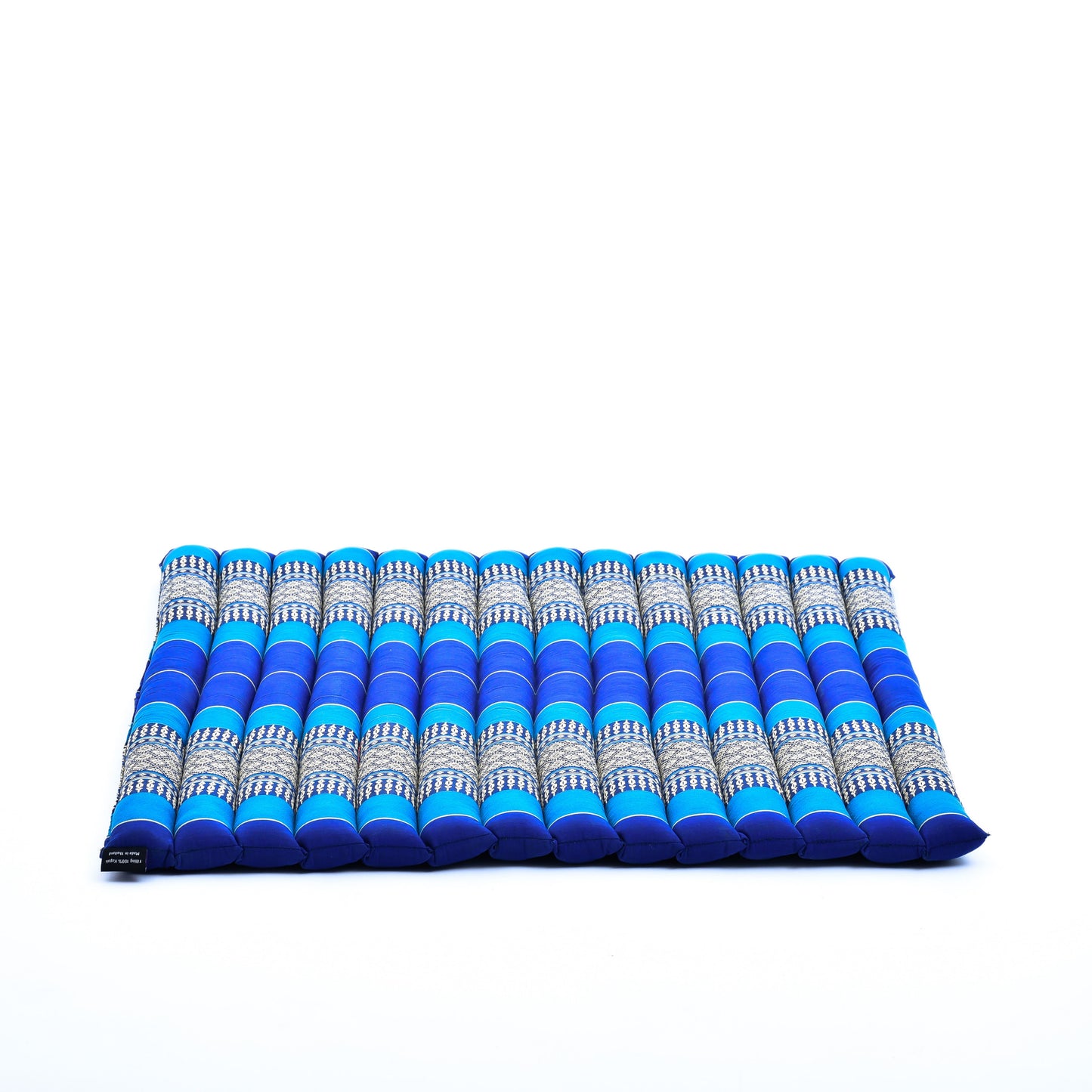 Large Kapok Zabuton Meditation Cushion – Rectangular Floor Mat with Cotton Cover, Sf28 - Blue