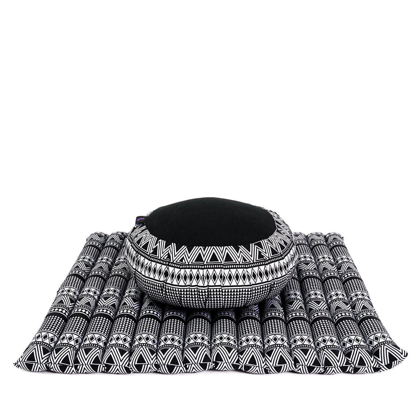 Kapok Meditation Cushion Set – Zabuton Mat & Zafu Seat Cushion with Cotton Cover, Cbt3 - Black