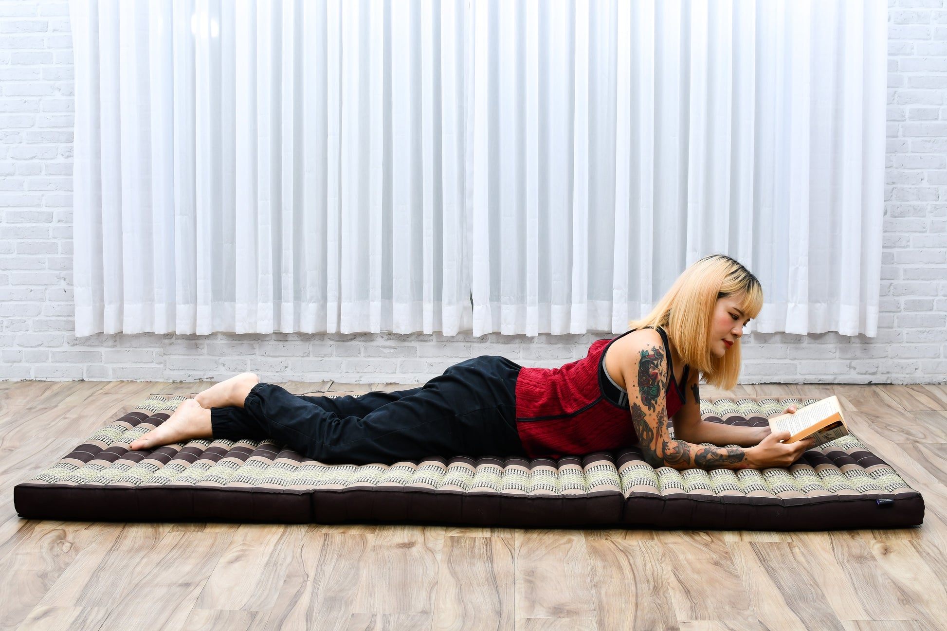 Kapok Folding Mattress – Thick Cotton Padded Guest Bed for Home, Sleeping & Mindfulness Corner, Sf10 - Brown, L: 79x39