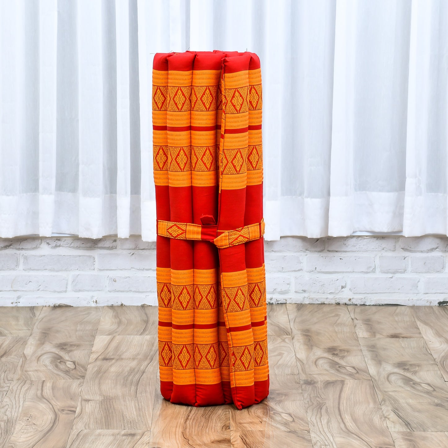 Large Kapok Zabuton Meditation Cushion – Rectangular Floor Mat with Cotton Cover, Sf02 - Orange
