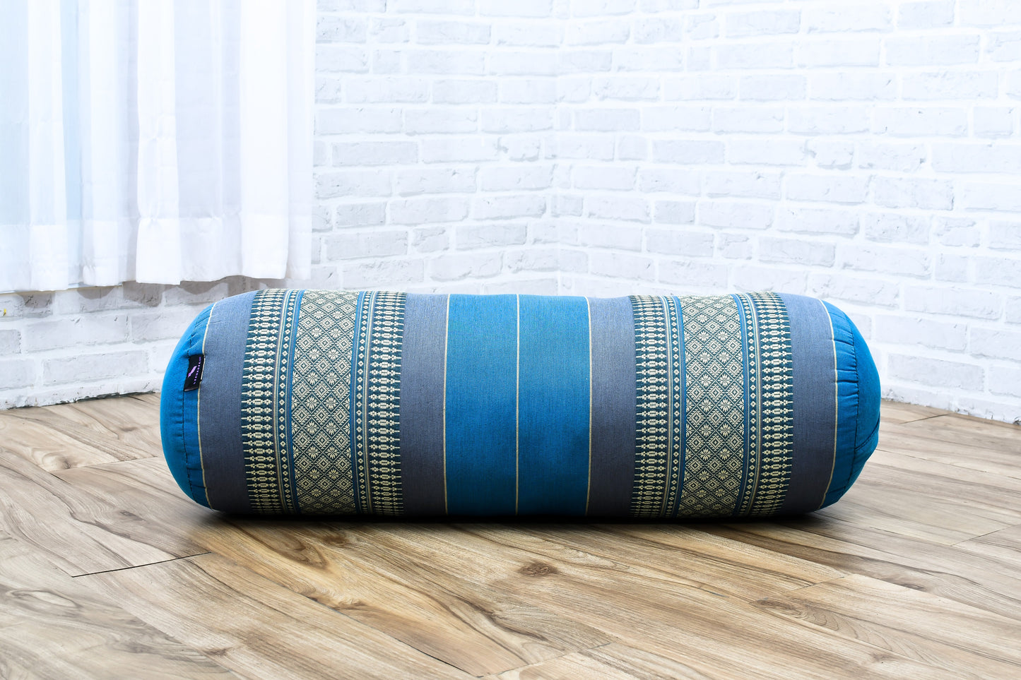 Large Yoga Bolster – Kapok-Filled Meditation Cushion with Cotton Cover, Sf22 - Blue